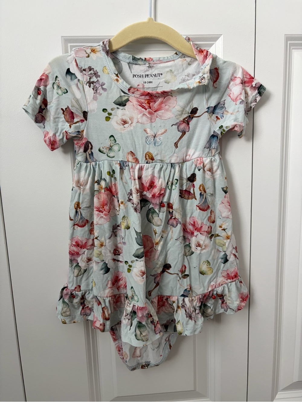 Posh Peanut Mint Floral & Butterfly Ruffle Dress